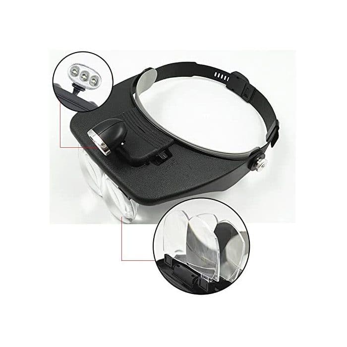 ذره بین لوپ هدبندی  4 لنز و چراغ LED