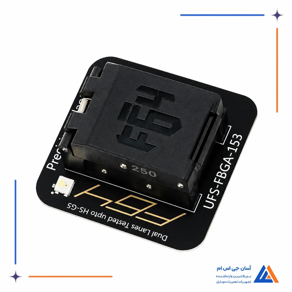 نمای نزدیک آداپتور UFS FBGA 153 باکس و پروگرمر هارد فلش 64 Ultra