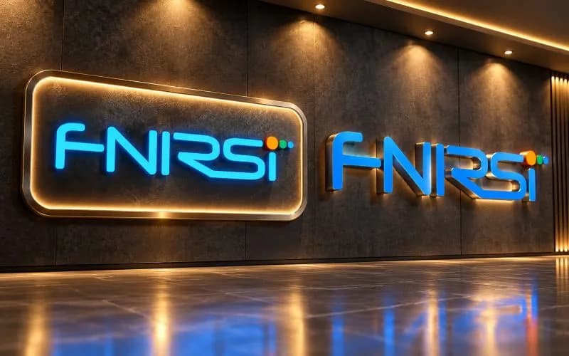 لوگوی رسمی برند فنیرسی FNIRSI با نوشته آبی