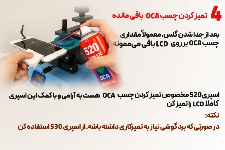 تمیز کردن چسب OCAباقی مانده روی LCD
