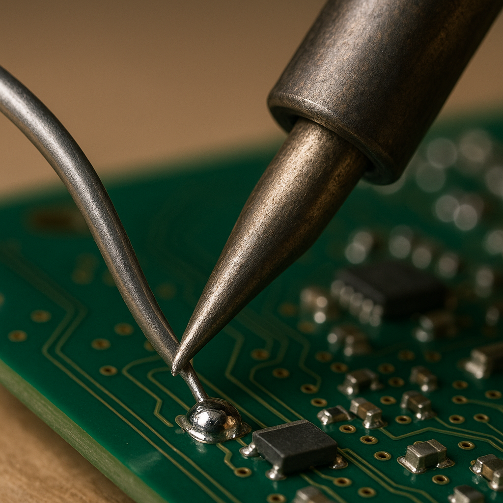 مرحله سوم: ورود سیم لحیم – قلع‌کاری تمیز و بی‌نقص