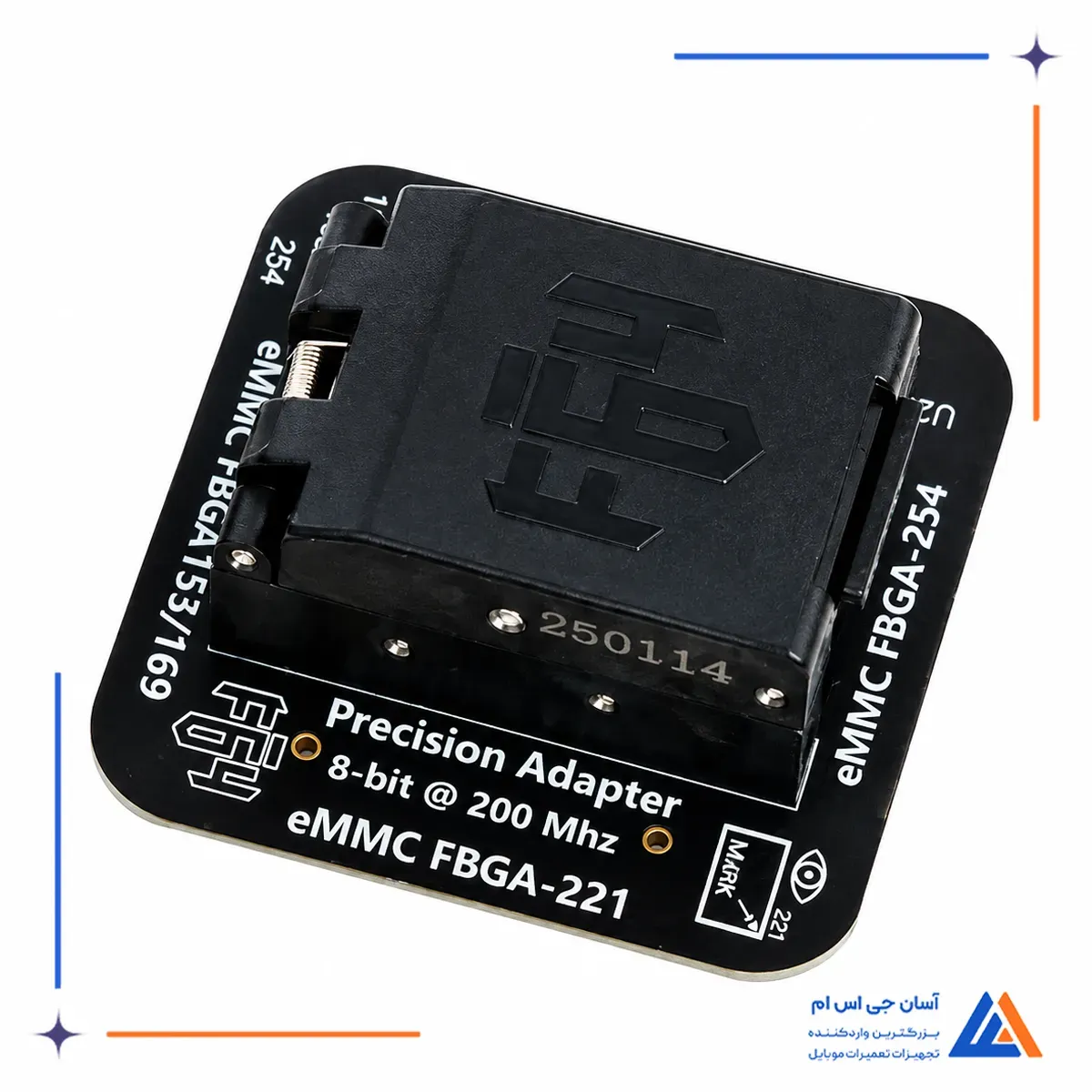 نمای نزدیک آداپتور eMMC FBGA-221 باکس پروگرمر هارد فلش 64 Ultra