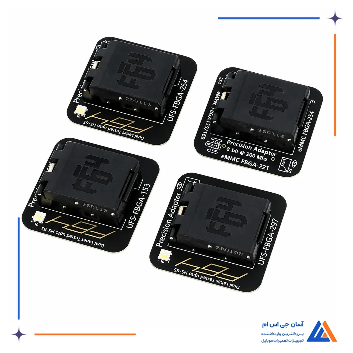 نمای آداپتورهای UFS و eMMC باکس و پروگرمر هارد فلش 64 Ultra